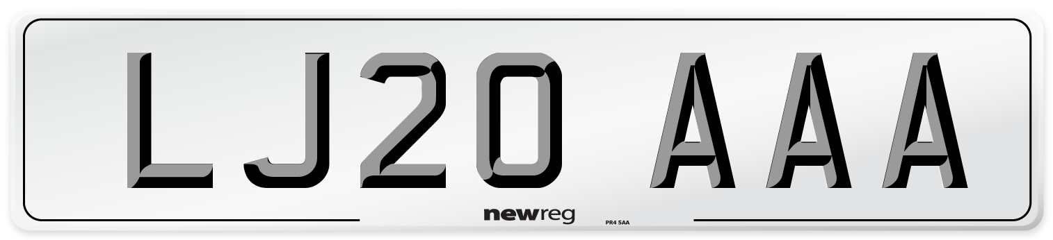 LJ20 AAA Number Plate from New Reg